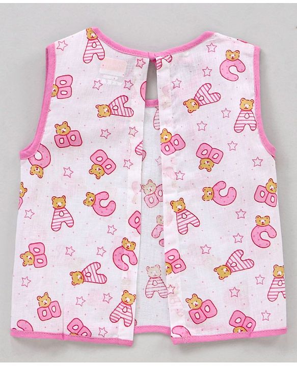 Babyhug 100% Cotton Sleeveless Jhablas Alphabets Print Pack of 3 - Multicolor