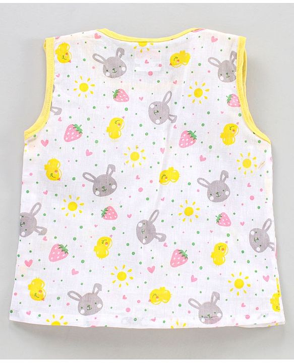 Babyhug 100% Cotton Jhabla & Bloomer Animal Print - Yellow