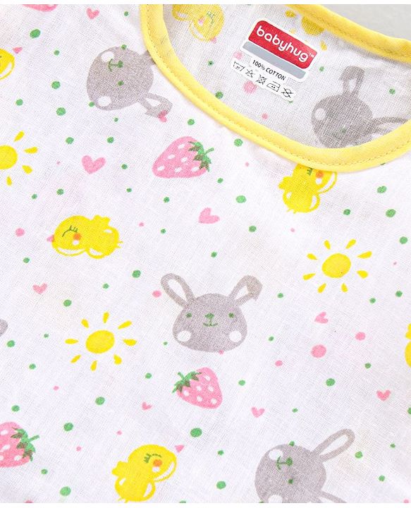 Babyhug 100% Cotton Jhabla & Bloomer Animal Print - Yellow