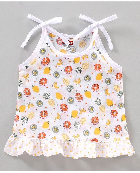 Babyhug 100% Cotton Fruit Printed Jhabla With Bloomer - Multicolour