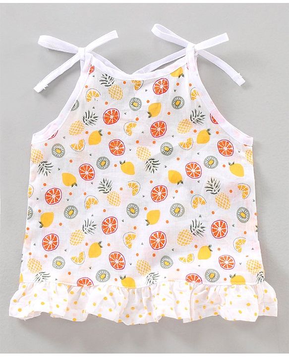 Babyhug 100% Cotton Fruit Printed Jhabla With Bloomer - Multicolour