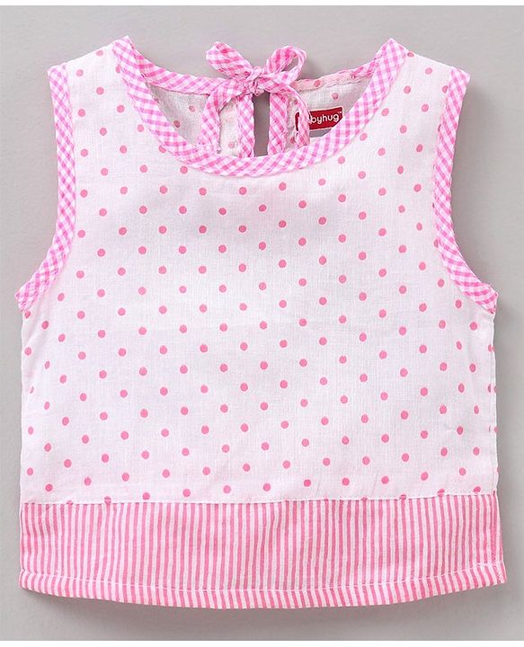 Babyhug 100% Cotton Vest With Bloomer Printed - Pink White