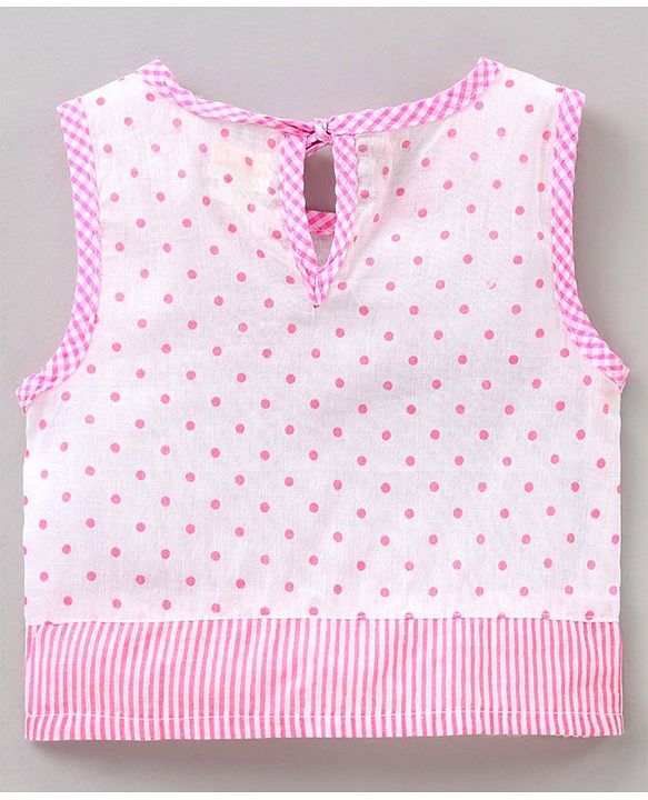 Babyhug 100% Cotton Vest With Bloomer Printed - Pink White