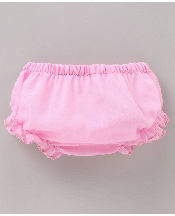 Babyhug 100% Cotton Vest With Bloomer Printed - Pink White