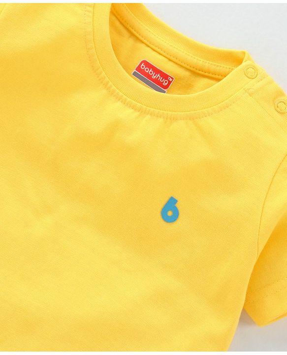Babyhug Half Sleeves Solid T-Shirts Pack of 3 - Navy Blue Yellow
