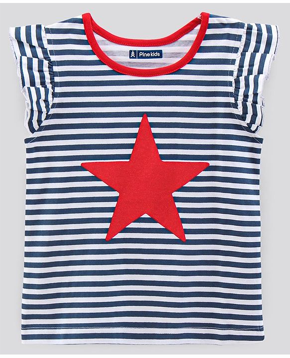 Pine Kids Short Sleeves Biowash Night Suit - Blue White