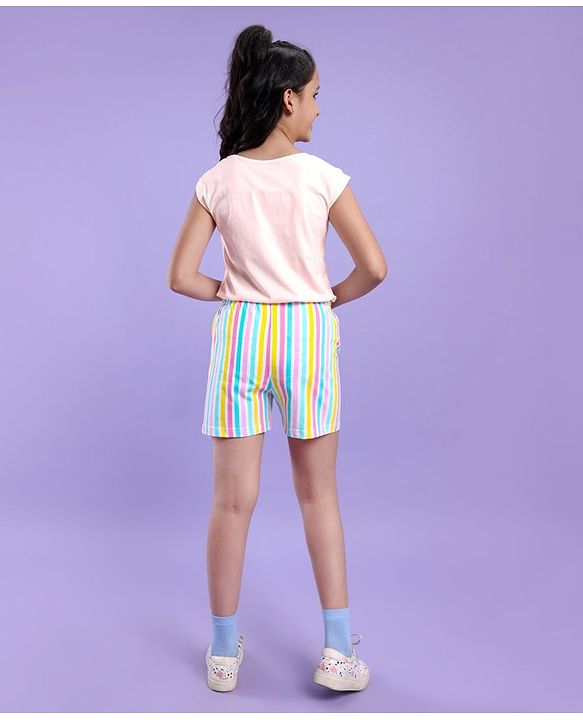 Pine Kids Sleeveless Biowash Night Suit - Pink