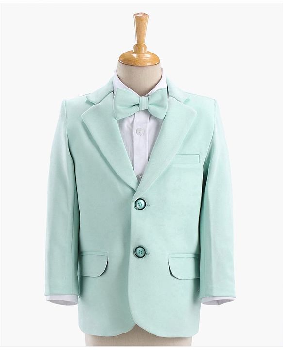 Babyhug Full Sleeves Party Suit With Bow Solid- Mint