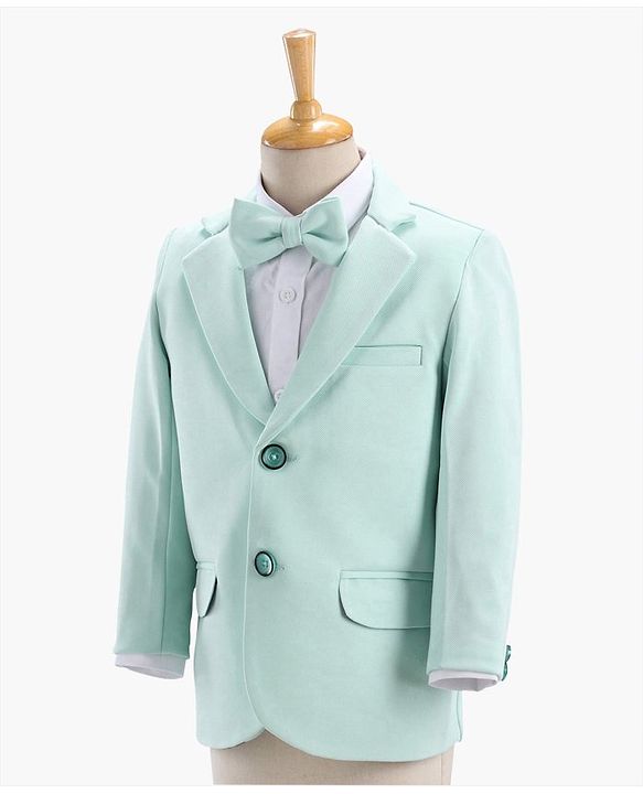 Babyhug Full Sleeves Party Suit With Bow Solid- Mint