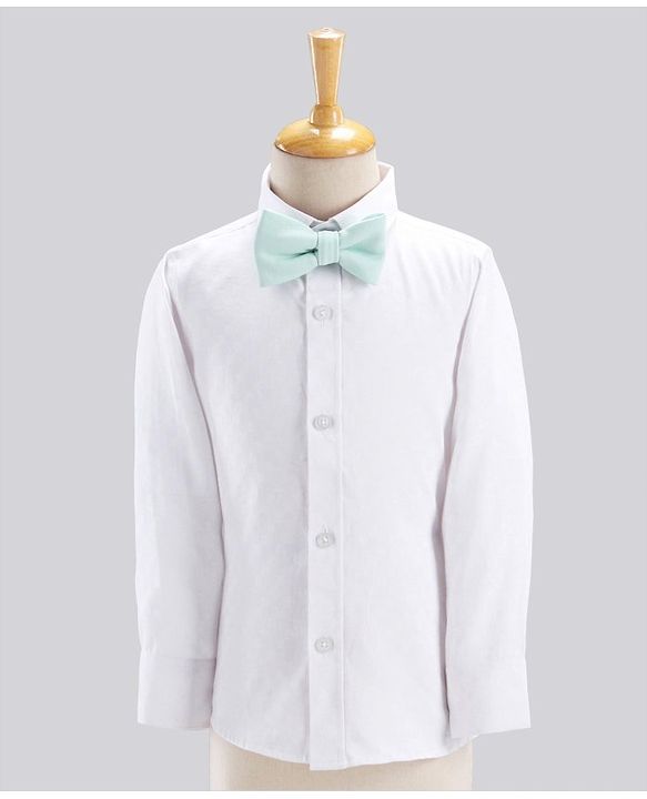 Babyhug Full Sleeves Party Suit With Bow Solid- Mint
