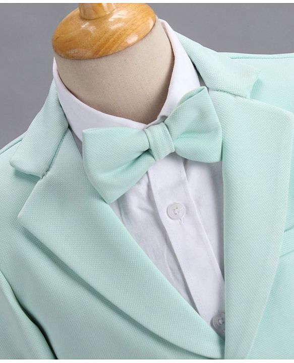Babyhug Full Sleeves Party Suit With Bow Solid- Mint