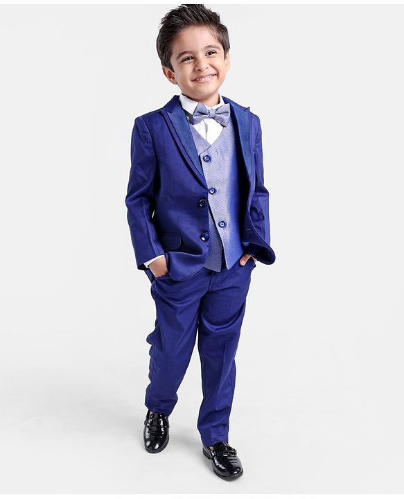 Babyhug Full Sleeves Solid Party Wear Suit - Navy