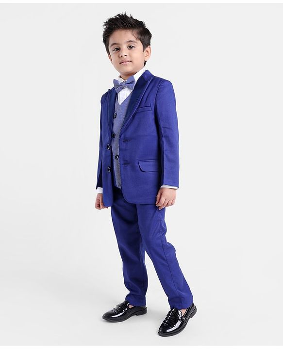 Babyhug Full Sleeves Solid Party Wear Suit - Navy