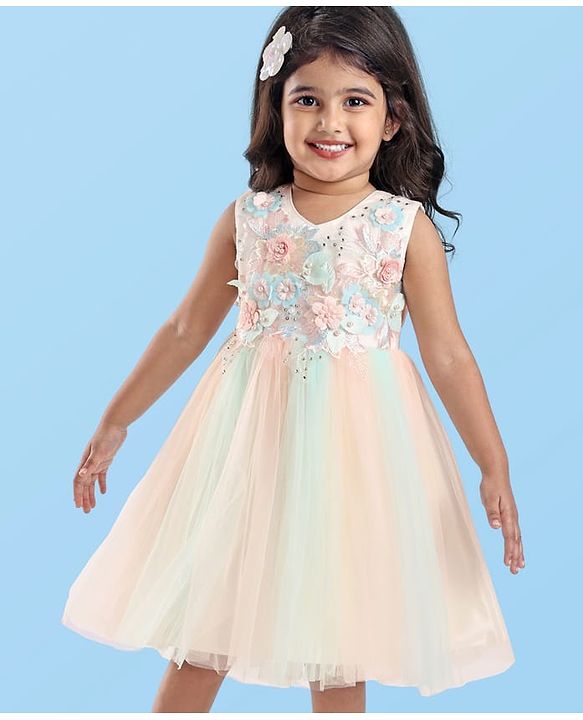 Babyhug Sleeveless Party Wear Tutu Frock Corsage Applique - Multicolor