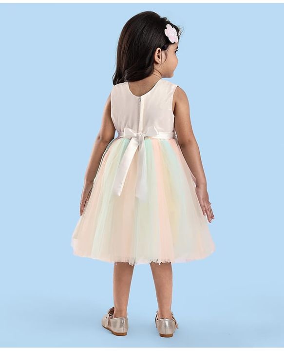 Babyhug Sleeveless Party Wear Tutu Frock Corsage Applique - Multicolor