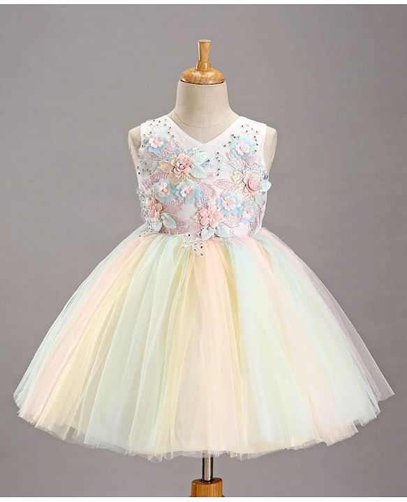 Babyhug Sleeveless Party Wear Tutu Frock Corsage Applique - Multicolor