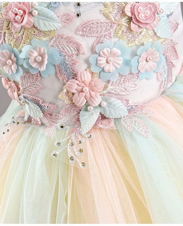 Babyhug Sleeveless Party Wear Tutu Frock Corsage Applique - Multicolor