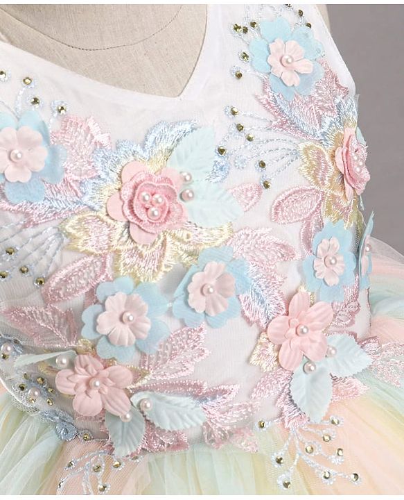 Babyhug Sleeveless Party Wear Tutu Frock Corsage Applique - Multicolor
