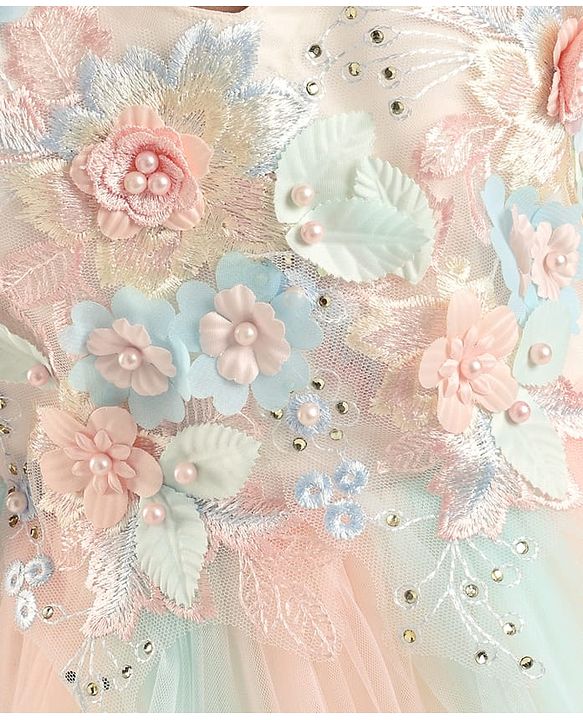 Babyhug Sleeveless Party Wear Tutu Frock Corsage Applique - Multicolor