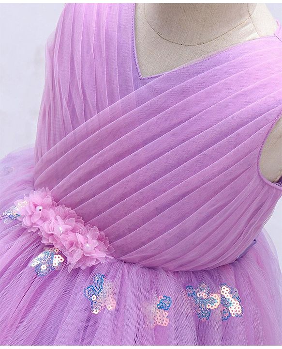Babyhug Sleeveless Party Wear Tutu Frock Corsage & Sequin Applique - Lavender