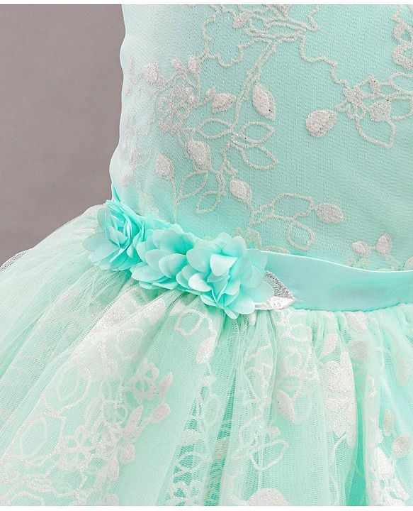 Babyhug Sleeveless Party Wear Frock With Corsage - Mint