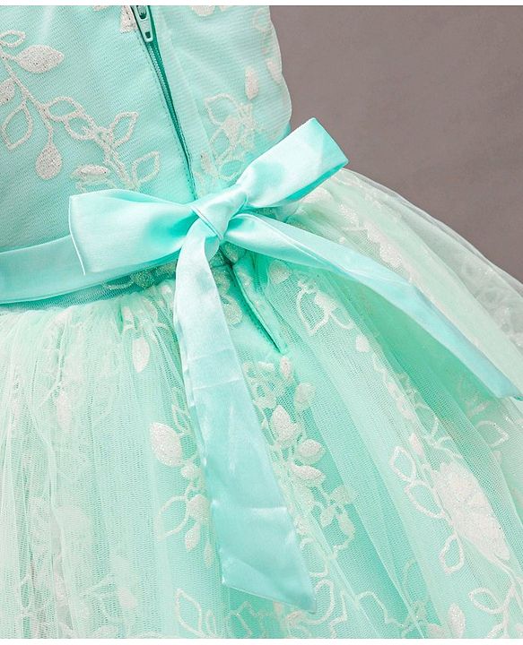 Babyhug Sleeveless Party Wear Frock With Corsage - Mint