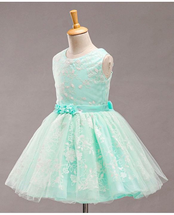 Babyhug Sleeveless Party Wear Frock With Corsage - Mint