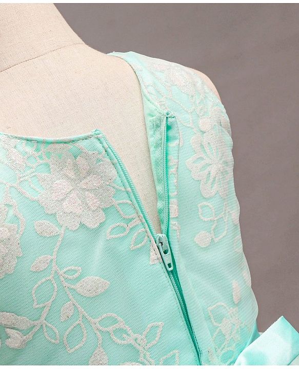 Babyhug Sleeveless Party Wear Frock With Corsage - Mint