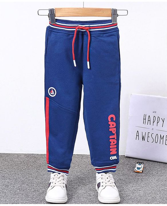 Babyhug Full Length Lounge Pants Text Print - Blue