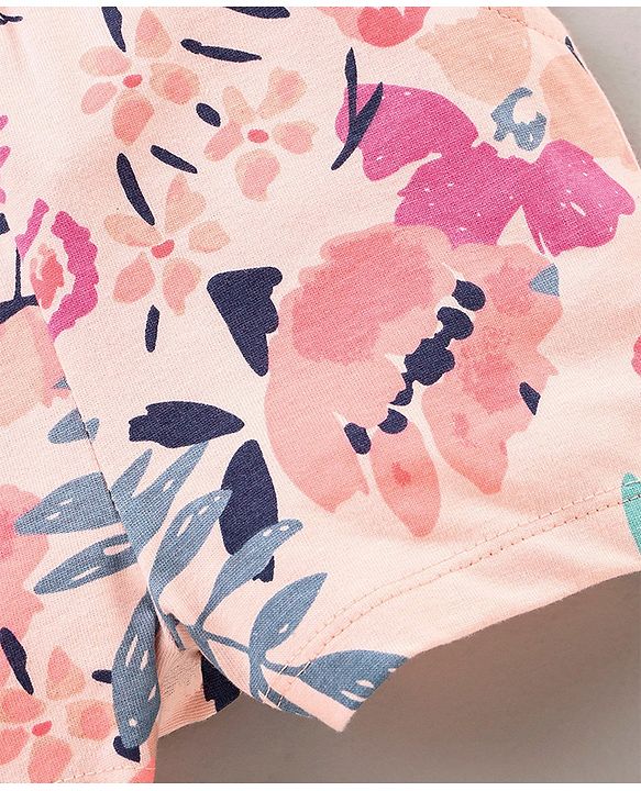Babyhyg Cold Shoulder Sleeves Jumpsuit Floral Print - Pink