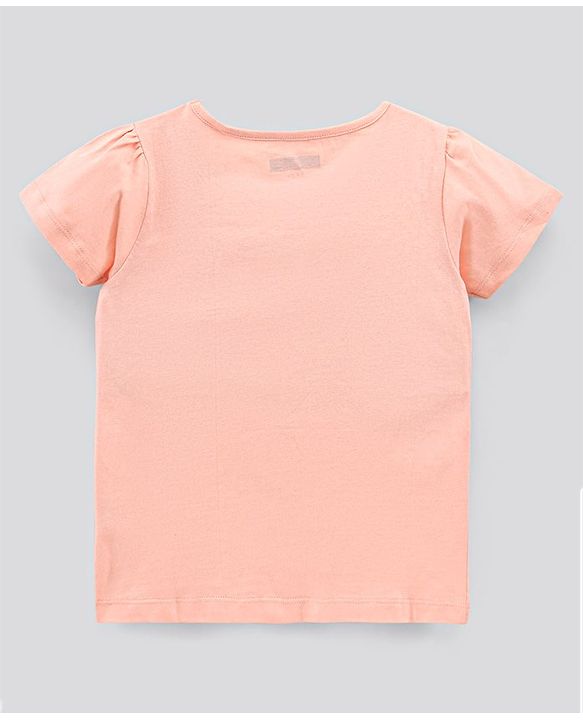 Pine Kids Half Sleeves Bio Washed Pyjama Set Text Print - Peach