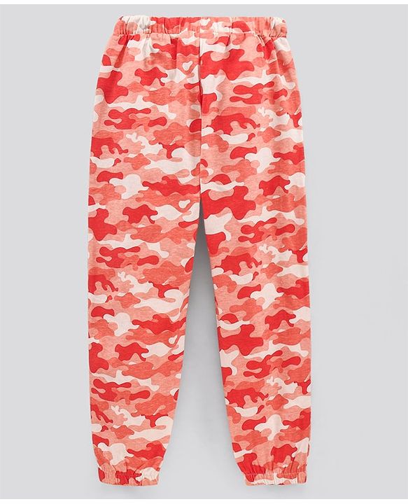 Pine Kids Half Sleeves Bio Washed Pyjama Set Text Print - Peach