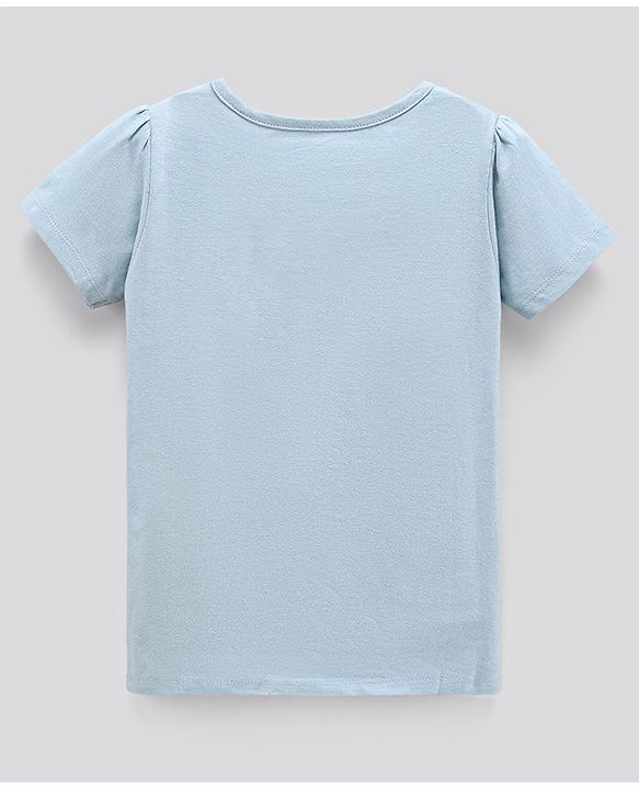 Pine Kids Half Sleeves Biowashed Top & Pyjama Nightwear Set Text & Camouflage Print - Blue Pink