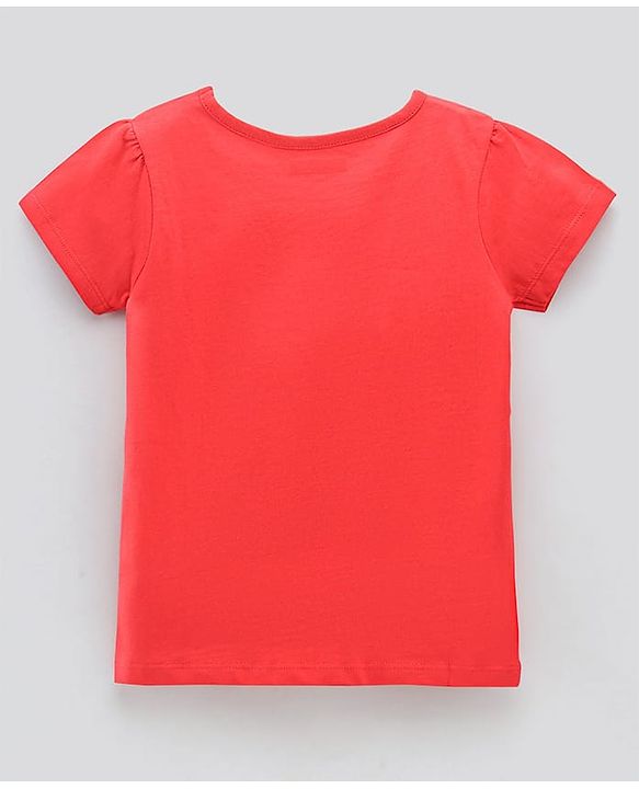 Pine Kids Bio Washed Half Sleeves T Shirt and Shorts Set Popcorn Print - Red