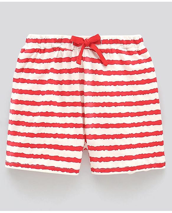 Pine Kids Bio Washed Half Sleeves T Shirt and Shorts Set Popcorn Print - Red