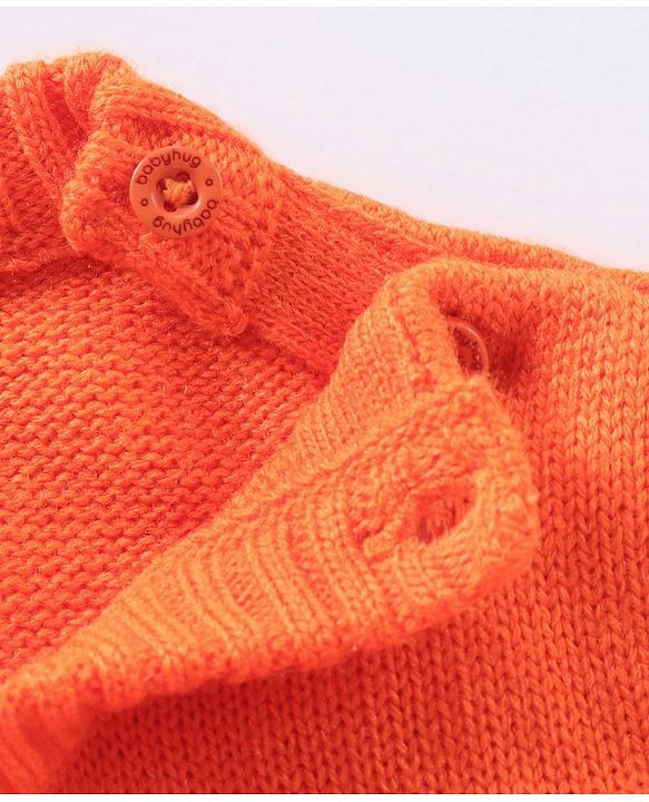 Babyhug Full Sleeves Knit Striped Pullover Text Patch - Navy Blue Orange