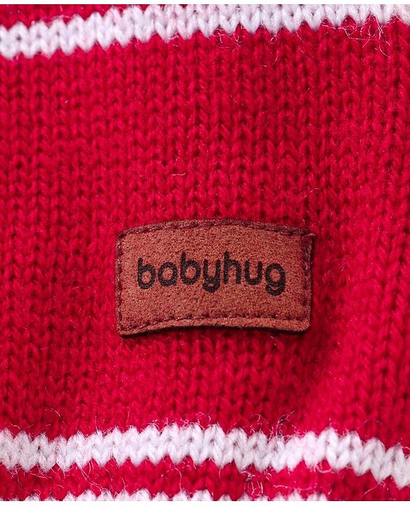 Babyhug Full Sleeves Knit Striped Pullover - Red