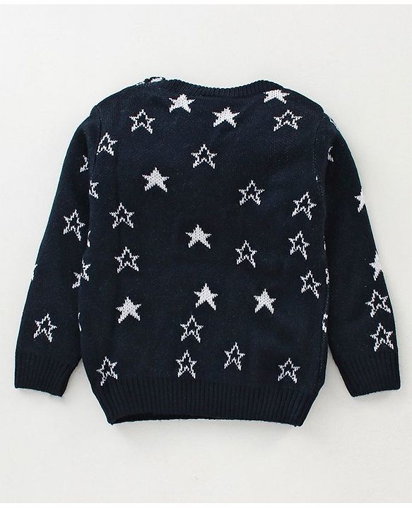 Babyhug Full Sleeves Pullover Sweater Star Design - Navy