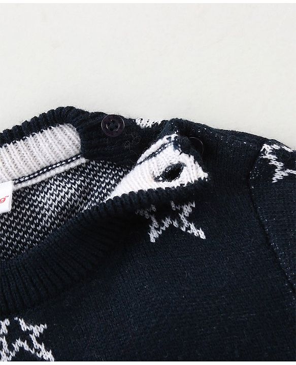 Babyhug Full Sleeves Pullover Sweater Star Design - Navy