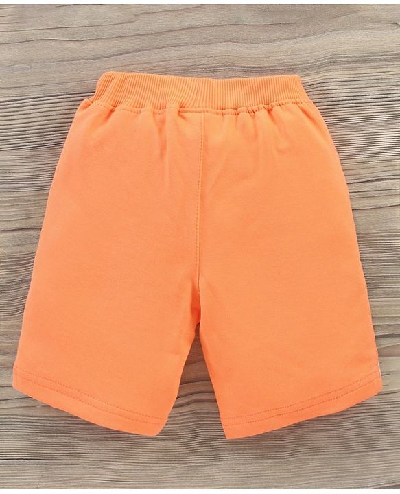Babyhug Cotton Knit Half Sleeves T-Shirt & Shorts Beach Printed - Grey Orange