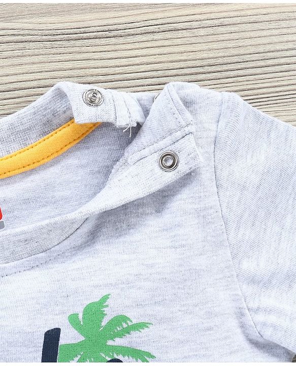 Babyhug Half Sleeves Tee & Shorts Car Print - Light Grey Navy Blue