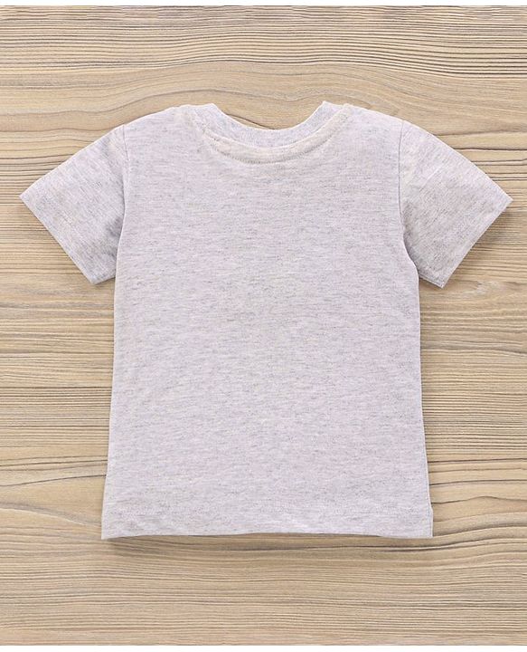 Babyhug Half Sleeves Knit T-Shirt & Shorts Set Dino Print & Patch - Grey Yellow