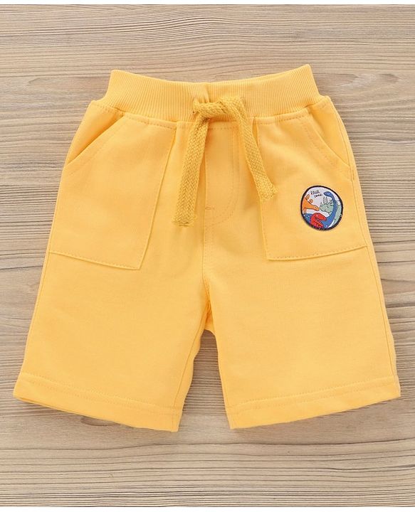 Babyhug Half Sleeves Knit T-Shirt & Shorts Set Dino Print & Patch - Grey Yellow