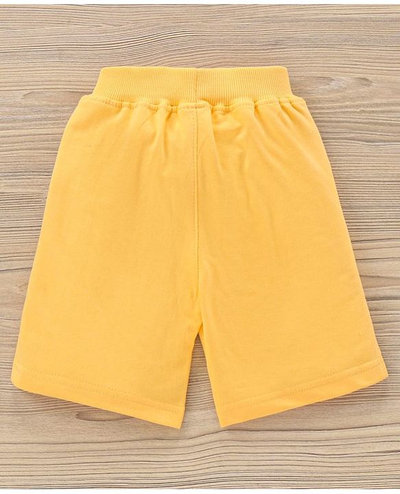 Babyhug Half Sleeves Knit T-Shirt & Shorts Set Dino Print & Patch - Grey Yellow