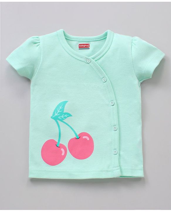 Babyhug Half Sleeves 100% Cotton Vests Stripe And Cherry Print Pack Of 3 - Pink Green