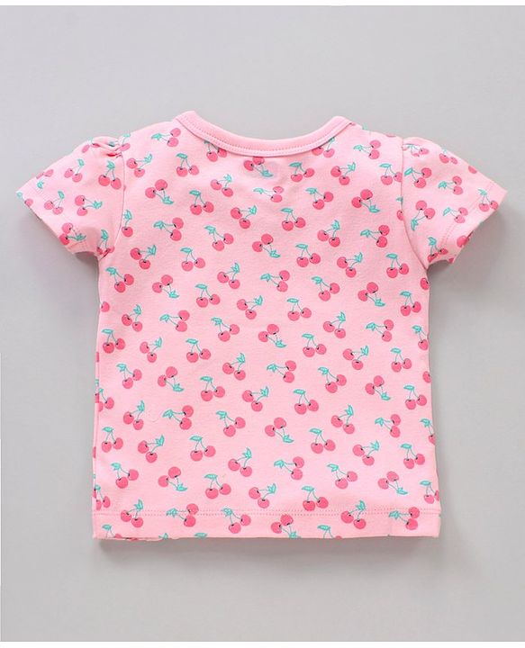 Babyhug Half Sleeves 100% Cotton Vests Stripe And Cherry Print Pack Of 3 - Pink Green