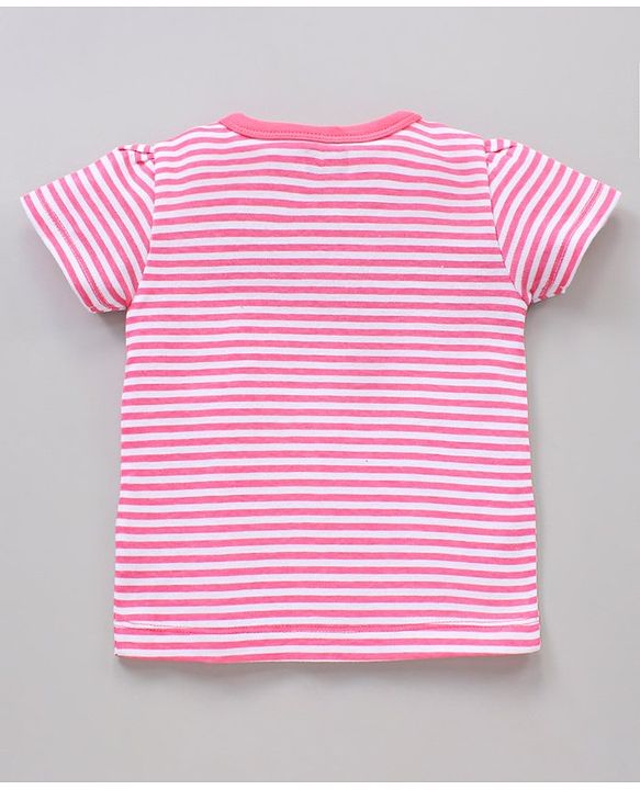 Babyhug Half Sleeves 100% Cotton Vests Stripe And Cherry Print Pack Of 3 - Pink Green