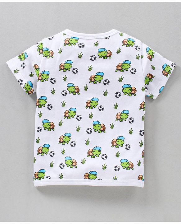 Babyhug Half Sleeves 100% Cotton Vests Tortoise And Stripe Print Pack of 3 - Blue Orange White