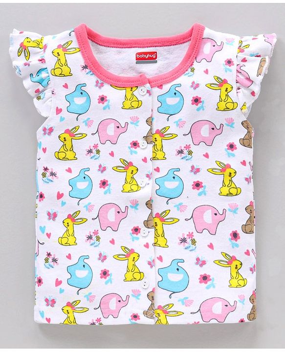 Babyhug Short Cap Sleeves 100 % Cotton Printed Vests Pack of 3 - Mutlicolor