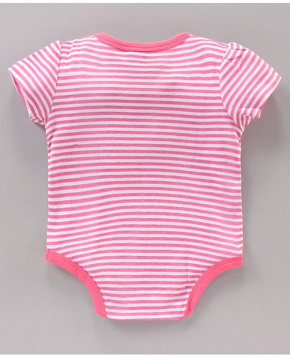 Babyhug 100% Cotton Half Sleeves Cherry Printed and Striped Onesies Pack of 3 - Blue Pink